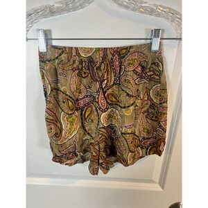 Rusttydustty Womens Shorts Paisley Print Brown Size S